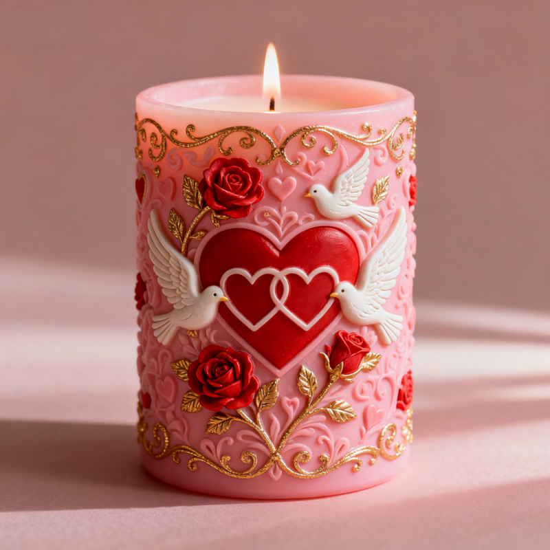 Resin Art With Rose - Double Heart Connected White Dove Embossed