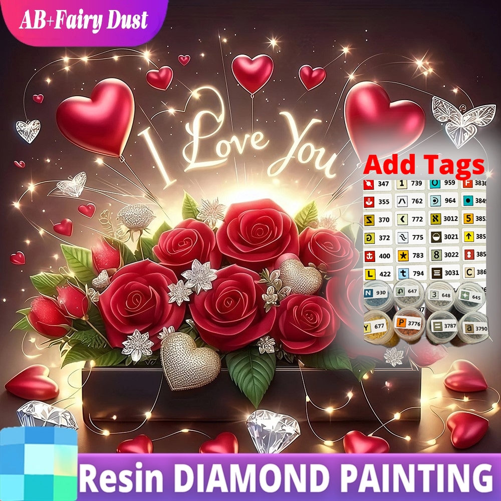 Resin Art With Rose - Resin Fairy Dust AB Diamond Painting