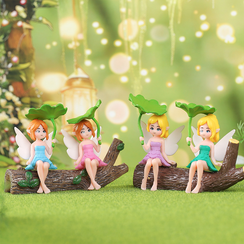 Resin Art Workshop - 4-Piece Lotus Leaf Fairy Figurines Set
