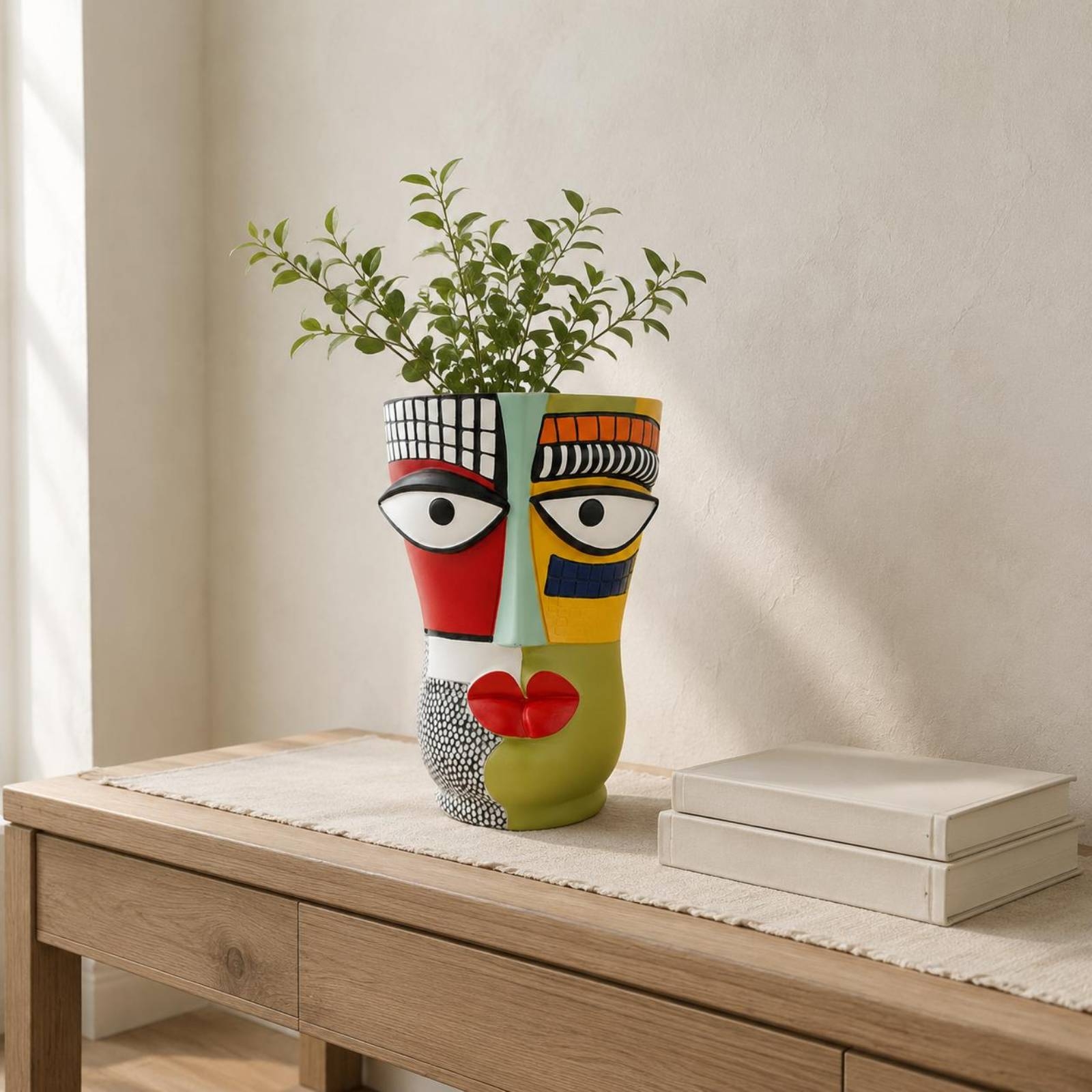 Resin Art Unique Ideas - Abstract Face Planter Unique Colorful Art