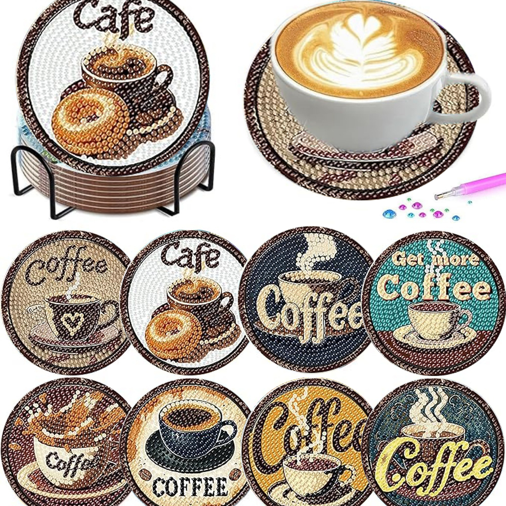 Resin Art Acrylic - 8 pieces/set of diamond painted coaster