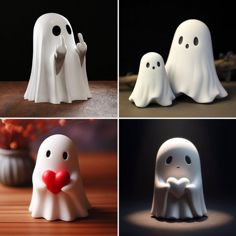 Resin Art Coffee Table - Middle Finger Cute Ghost Statue, Ghosts