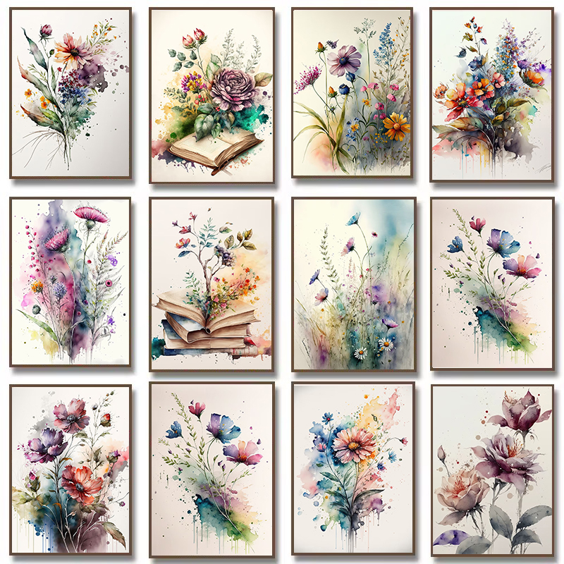 Resin Art With Rose - Watercolor Flower Poster Narcissus Rose Bouquet