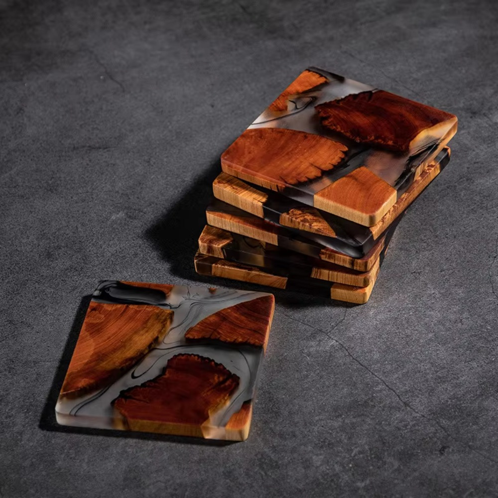 Wood Resin Coasters Square Cup – обзор и цена Resin Art Coffee Table