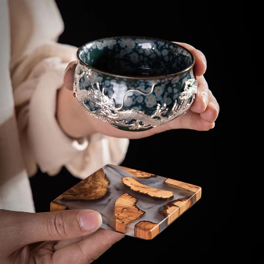 Wood Resin Coasters Square Cup – обзор и цена Resin Art Coffee Table