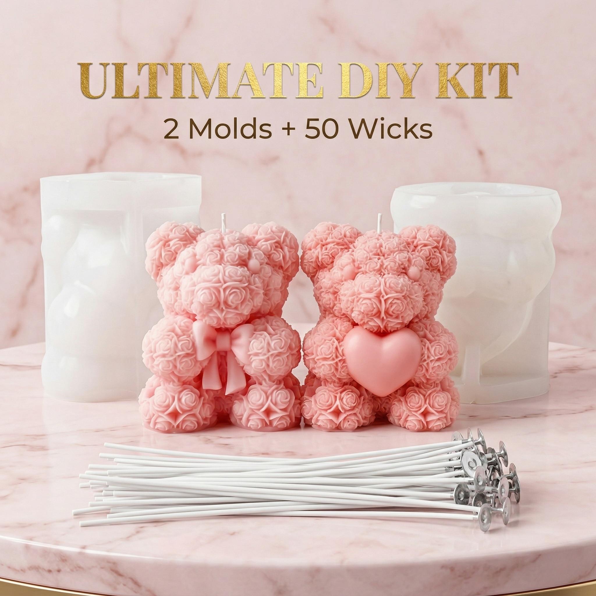 1/2pcs 3D Heart Bow Rose Bear  – обзор и цена Resin Art With Rose