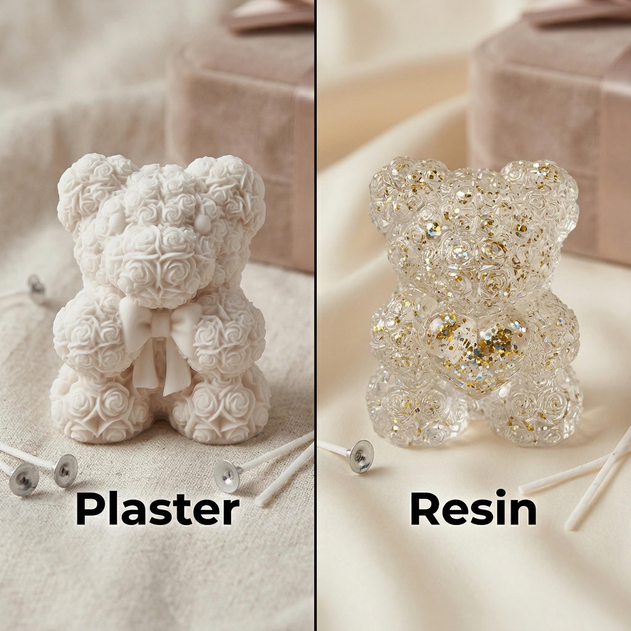 1/2pcs 3D Heart Bow Rose Bear  – обзор и цена Resin Art With Rose