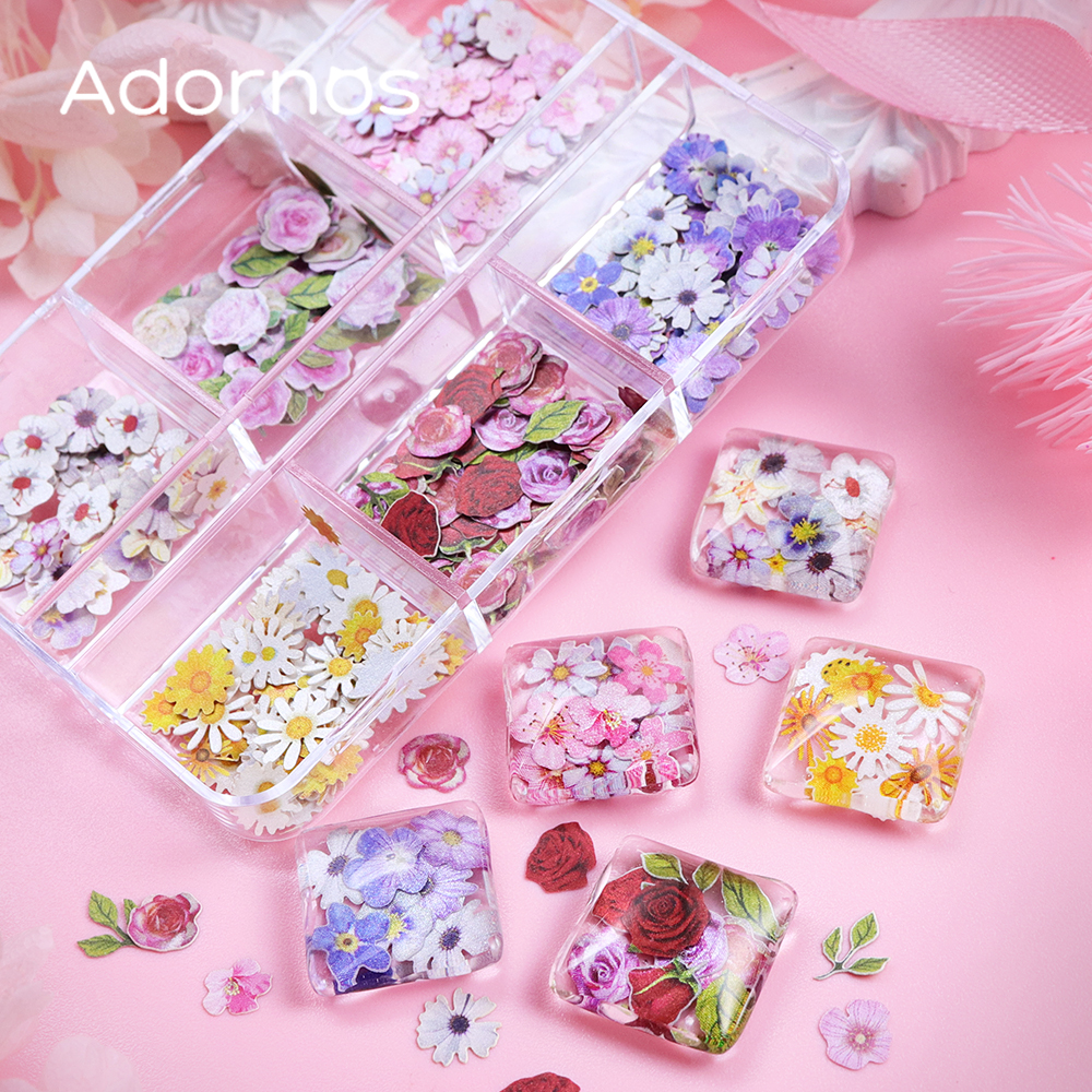 6 Grids Flowers Wood Pulp Chip – обзор и цена Resin Art With Rose